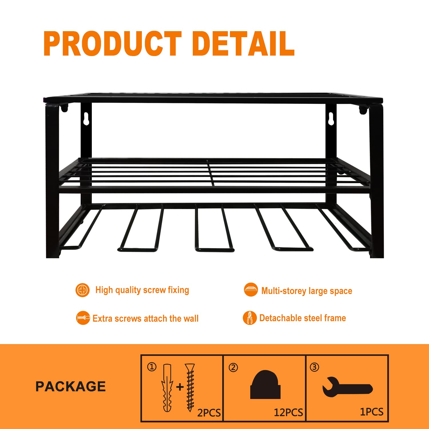 DECMIOX Power Tool Organizer, Wall Mounted Storage Rack, 150lb weight limit Heavy Duty Floating Tool Shelf, Utility Holder for Drill & Screwdriver, Christmas Gift for Men Dad Father's Day