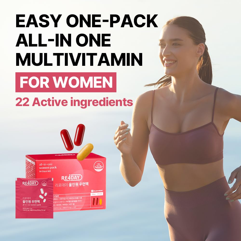 All-in-One Multivitamin for Women - Multimineral Supplement with Vitamin A, B, C, D, and E, Fish Oil Omega-3 / Enriched with Hyaluronic Acid, Milk Thistle Extract and Lutein - 14 Packs