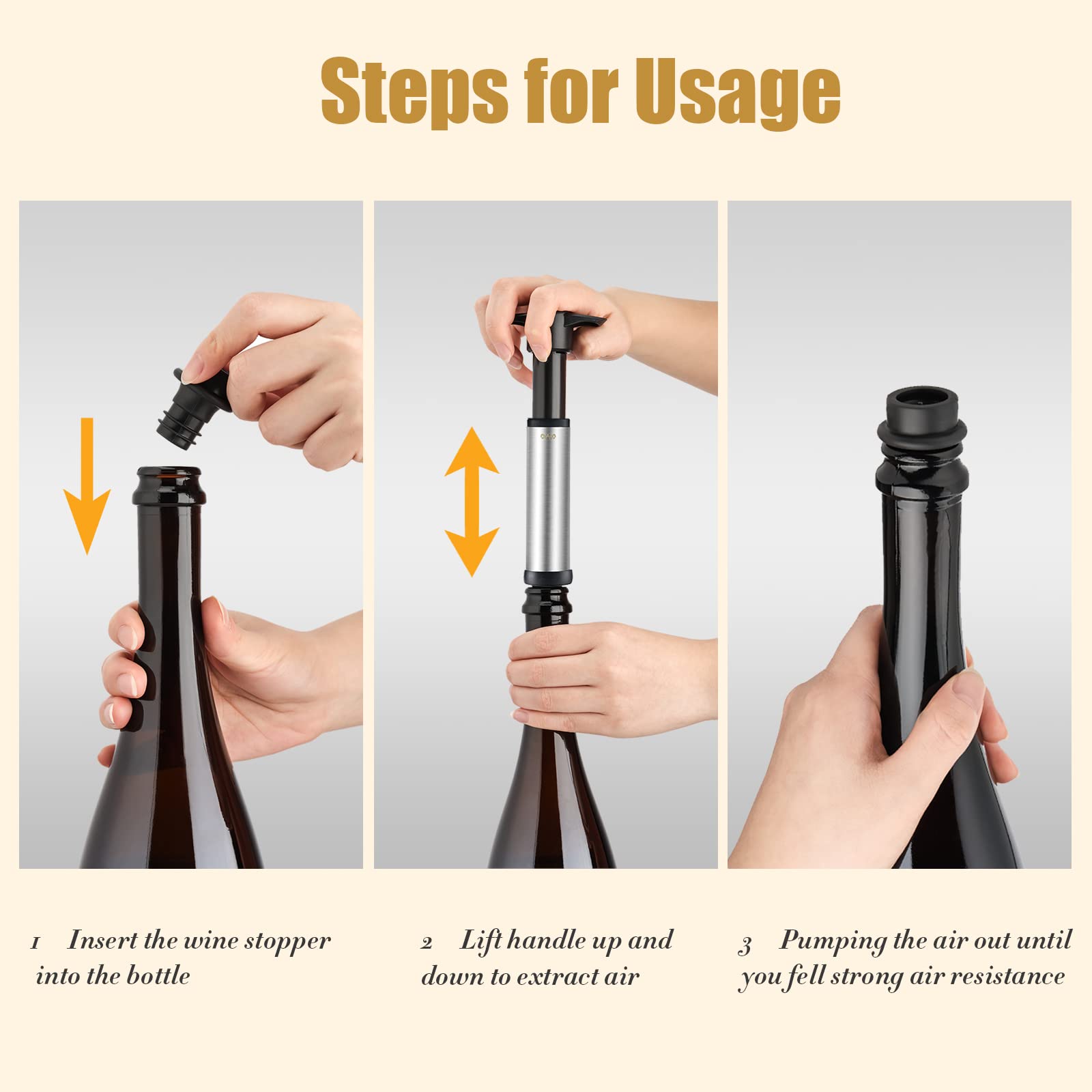 OWO Wine Saver with 4 Vacuum Stoppers, Wine Stopper Wine Preserver, Wine Bottle Keeper Set Reusable Vacuum Sealer Keeps Wine Fresh