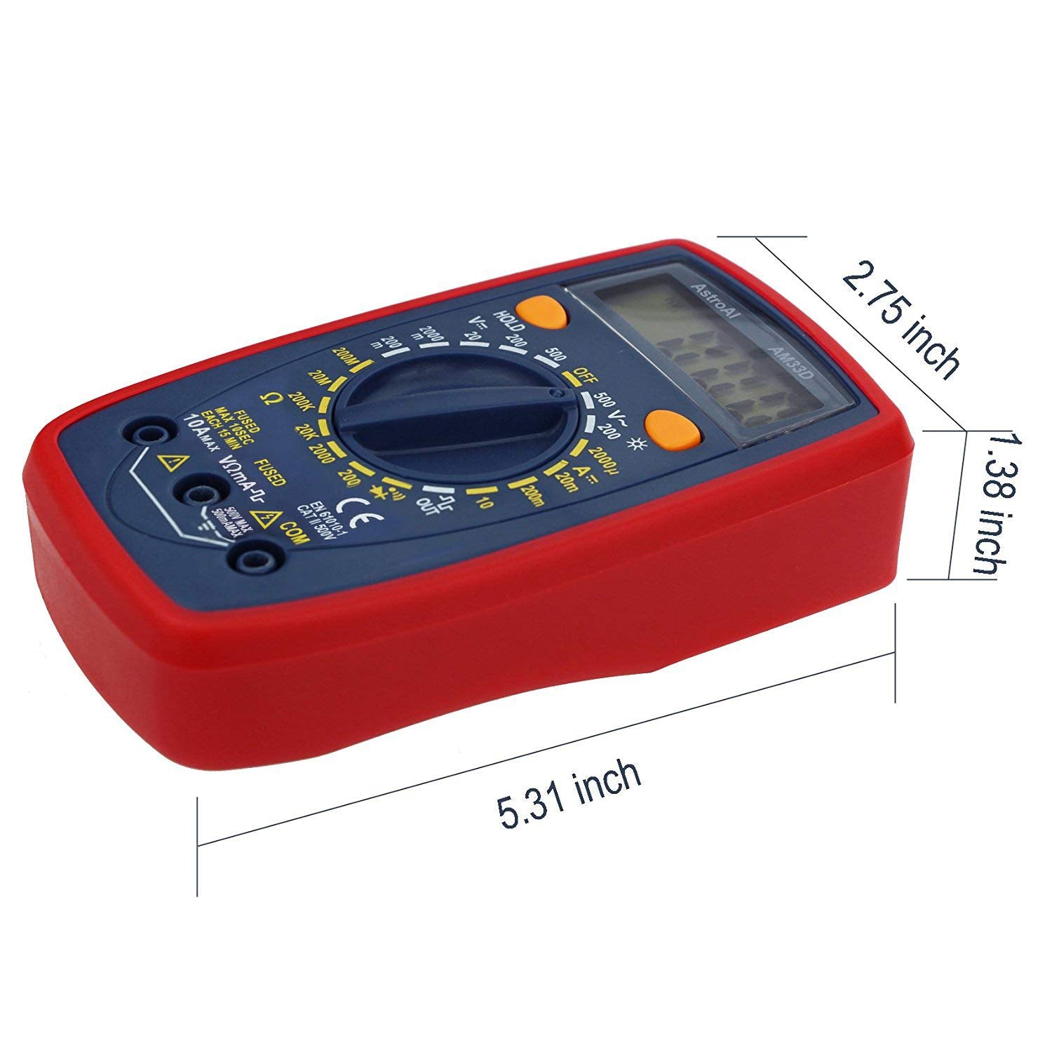 AstroAI Multimeter Tester 2000 Counts Digital Multimeter with DC AC Voltmeter and Ohm Volt Amp Meter ; Measures Voltage, Current, Resistance; Tests Live Wire, Continuity