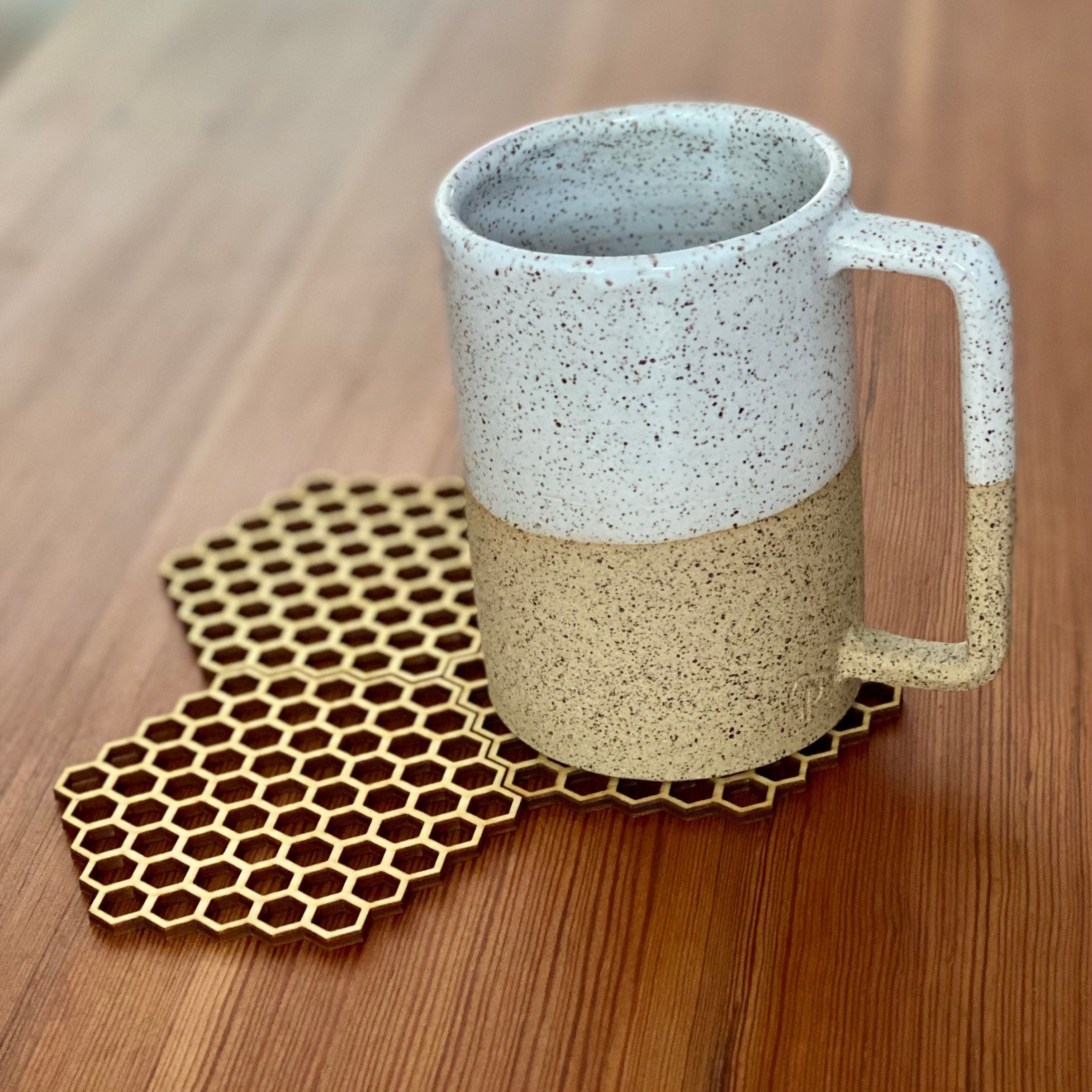 Honeycomb Laser Cut Wood Coaster Set