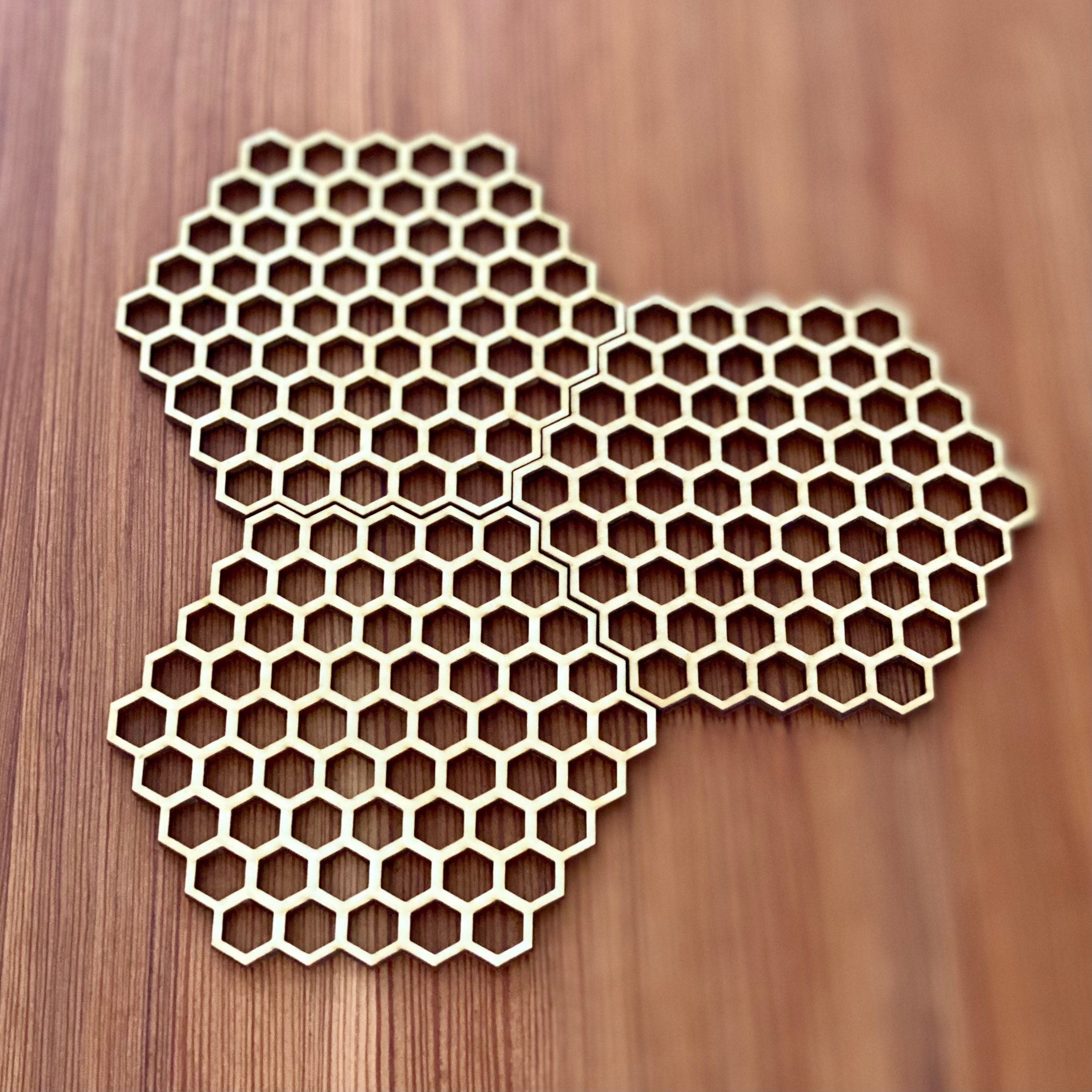 Honeycomb Laser Cut Wood Coaster Set