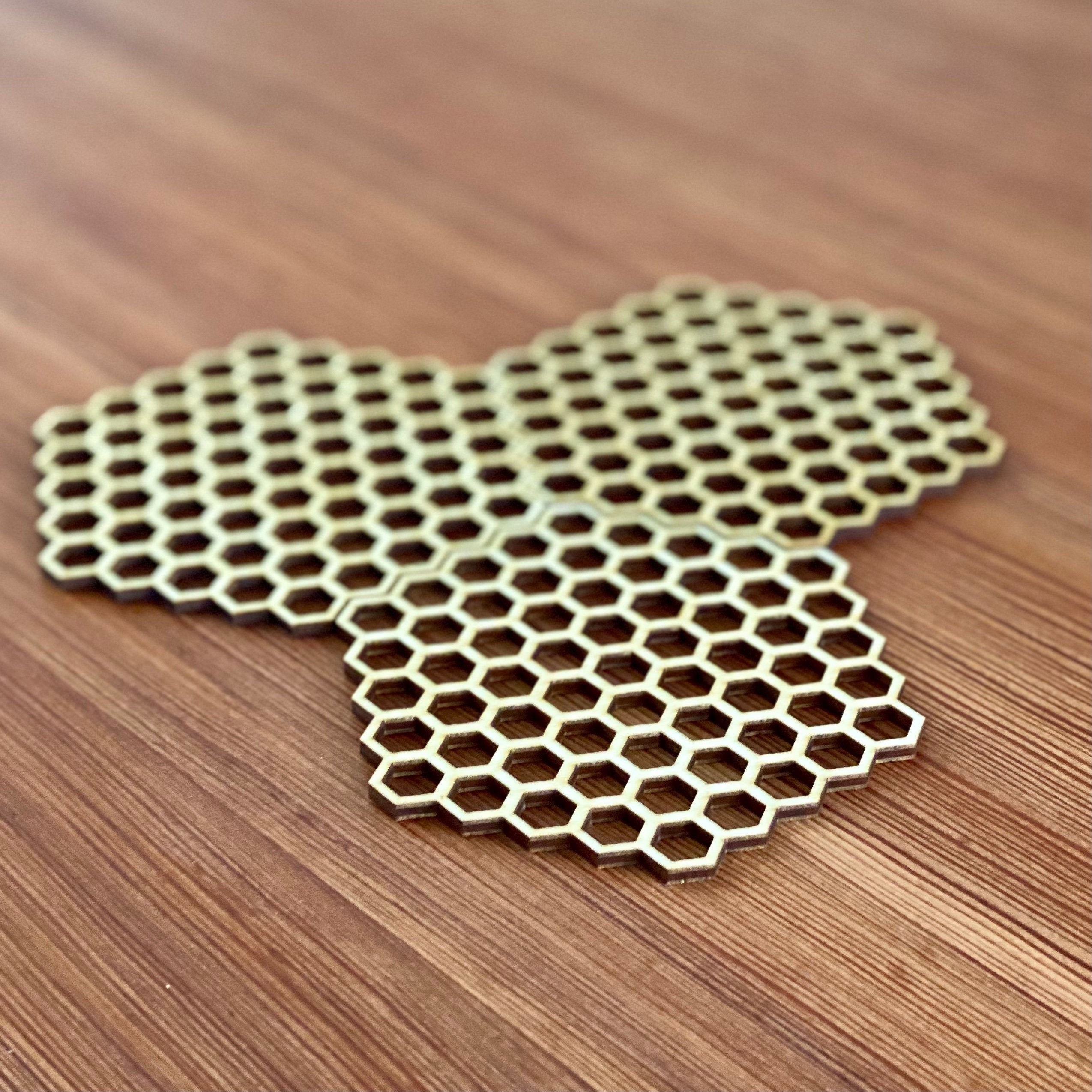 Honeycomb Laser Cut Wood Coaster Set