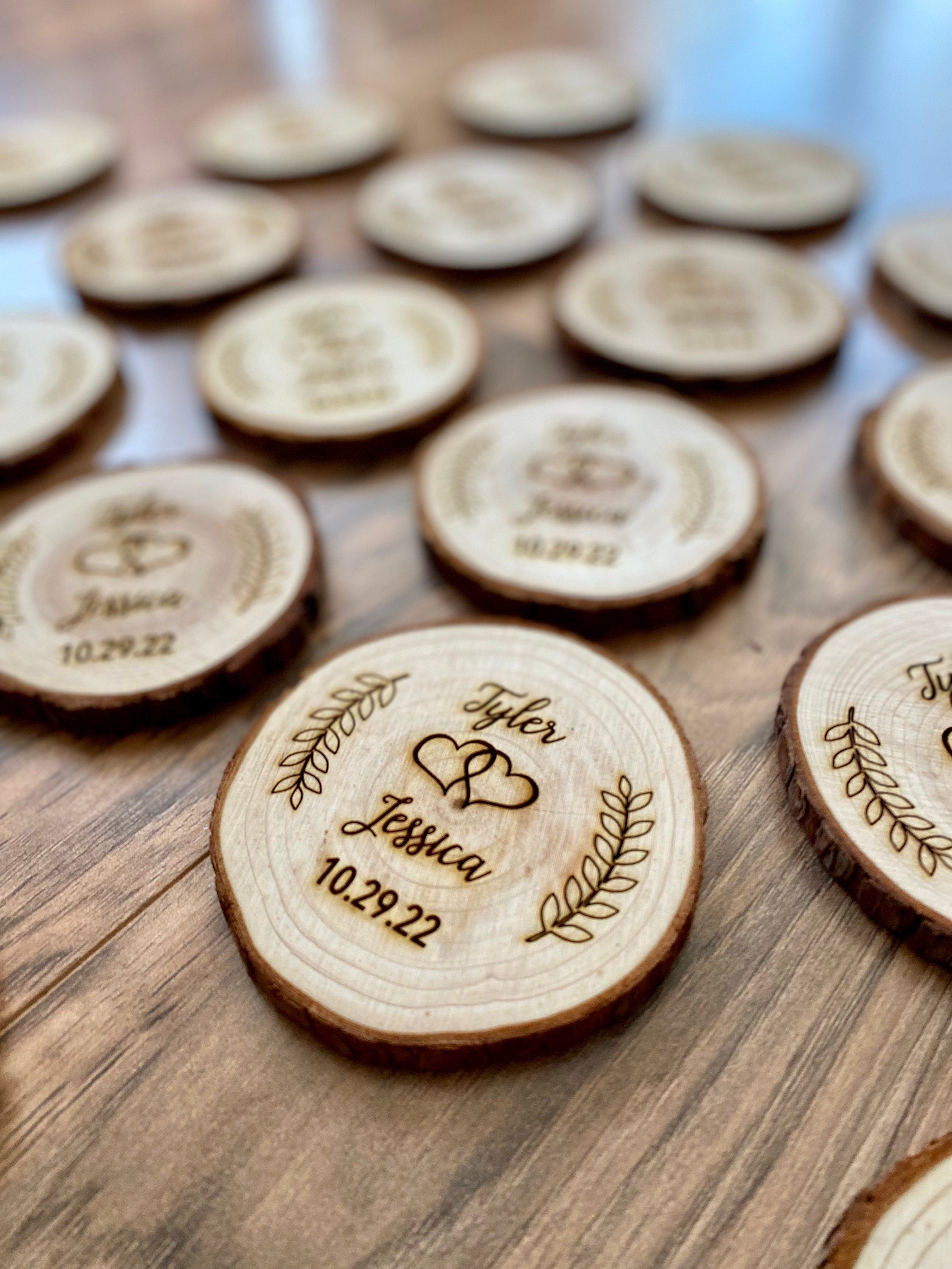 Custom Wood Slice Wedding Favors