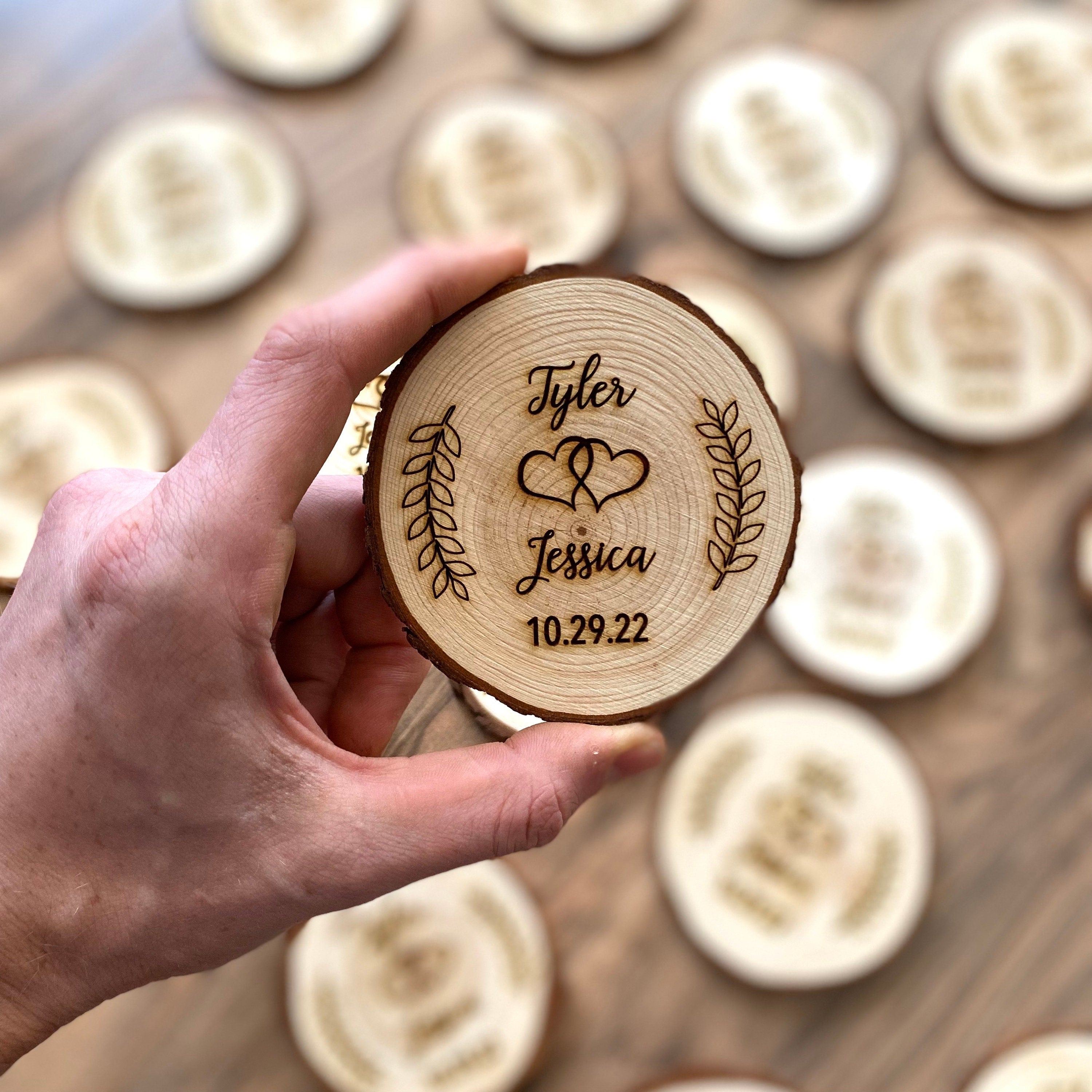 Custom Wood Slice Wedding Favors