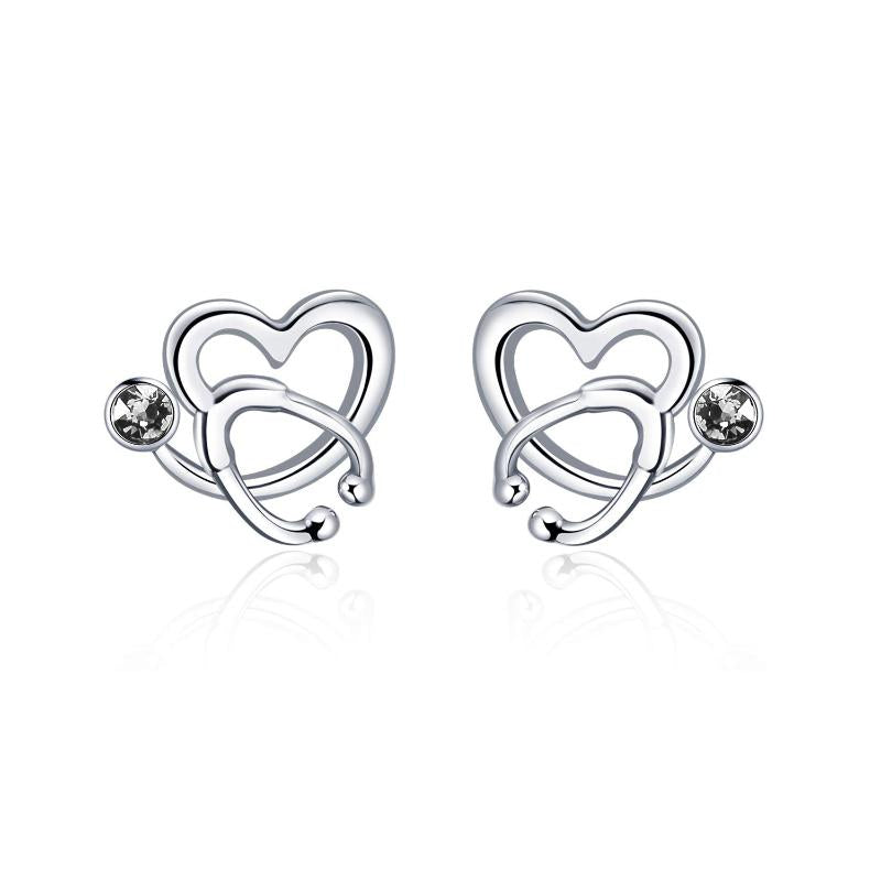 Nurse Earrings Sterling Silver Stethoscope Earrings Simulated