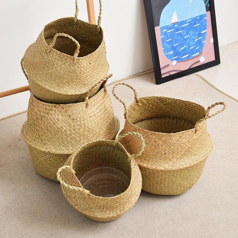 Versatile Wicker Seagrass Planter and Storage Basket