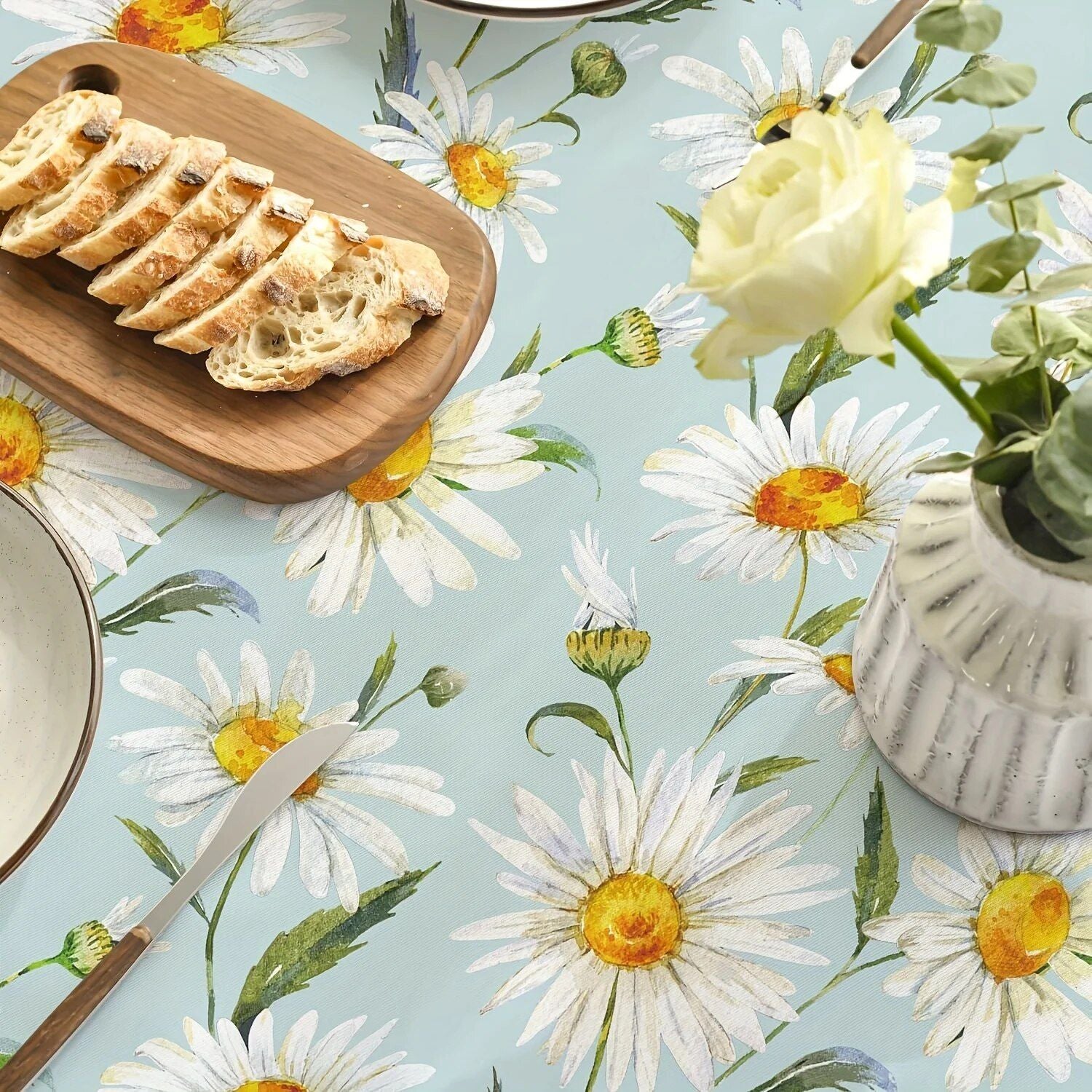 Elegant Floral Polyester Tablecloth