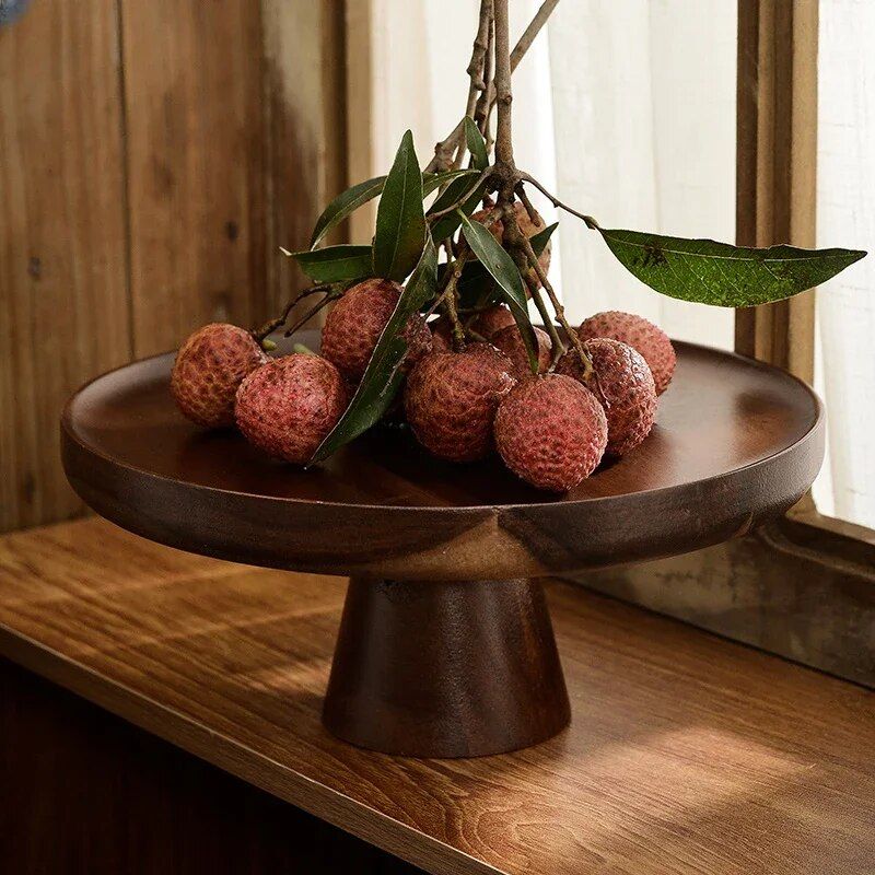 Elegant Walnut Solid Wood Cake & Fruit Tray