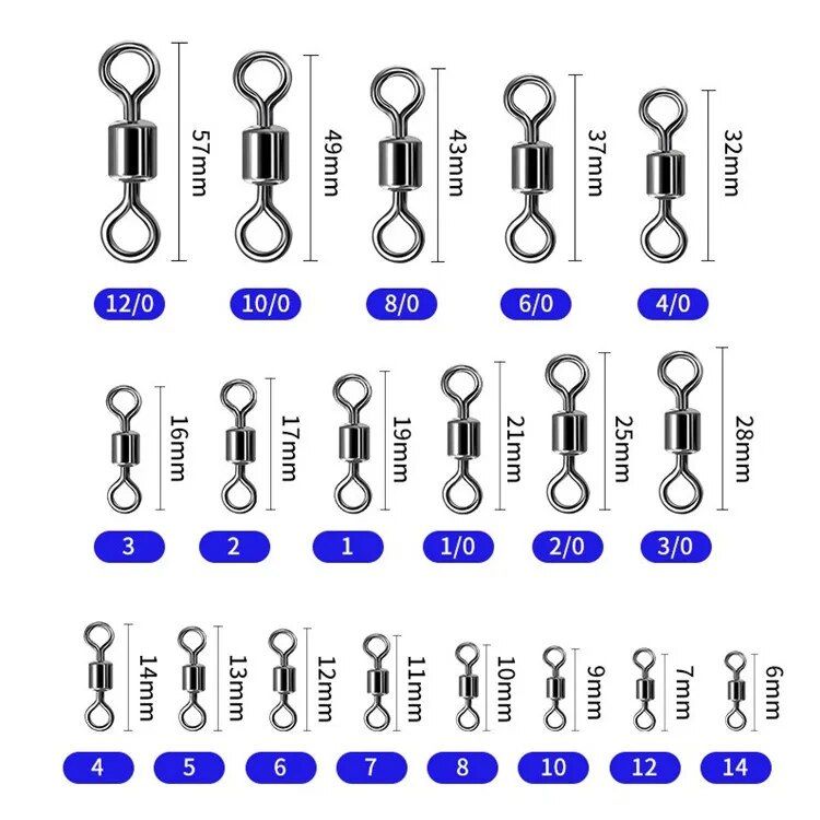 High-Strength Stainless Steel Fishing Swivels with Safety Snap