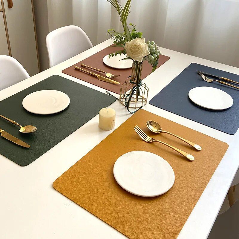 Elegant Double-Sided Leather Table Mat - Waterproof, Heat-Resistant Placemat for Dining Elegance