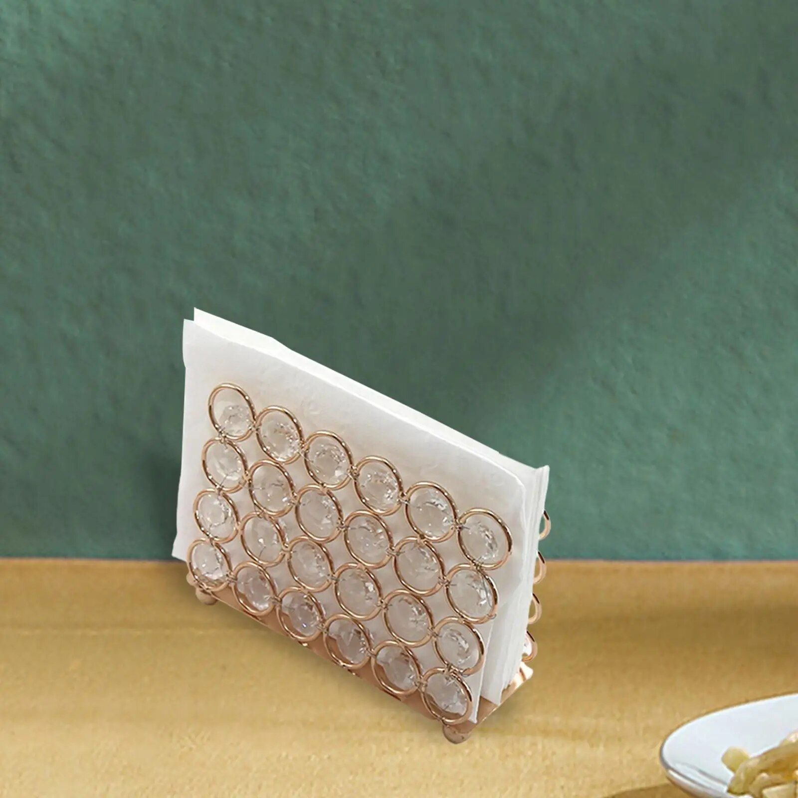 Elegant Gold Crystal Napkin Holder - Versatile Tissue Dispenser for Home and Hospitality