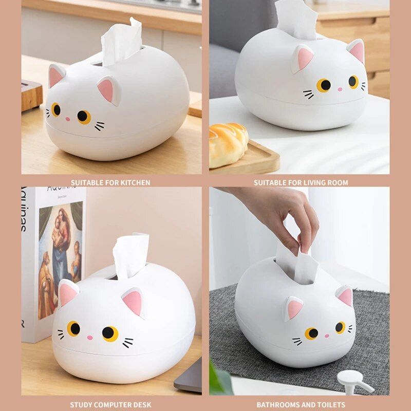 Charming Kawaii Cat Tissue Box: Modern Napkin Holder & Toothpick Dispenser