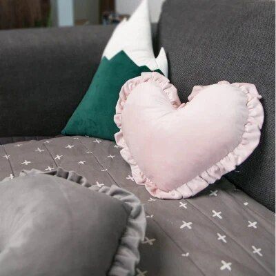 Charming Soft Pink Heart-Shaped Velvet Cushion