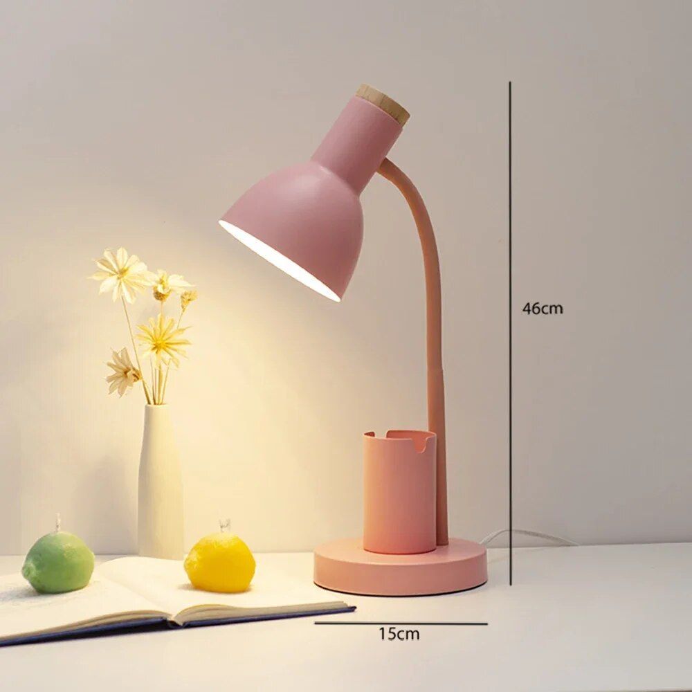 Contemporary Nordic Desk Lamp with Pen Holder - LED Office and Home Decor Light