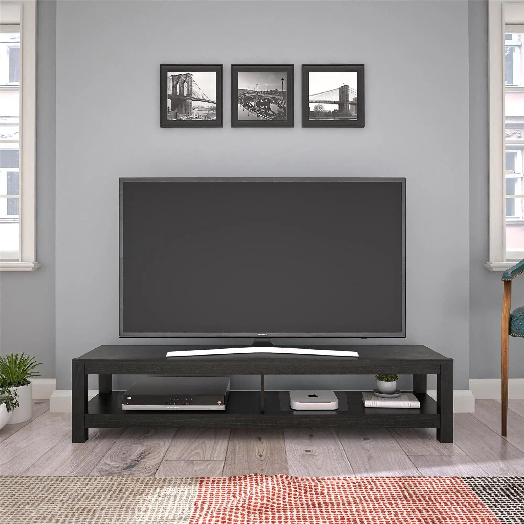 Modern Black Oak TV Stand