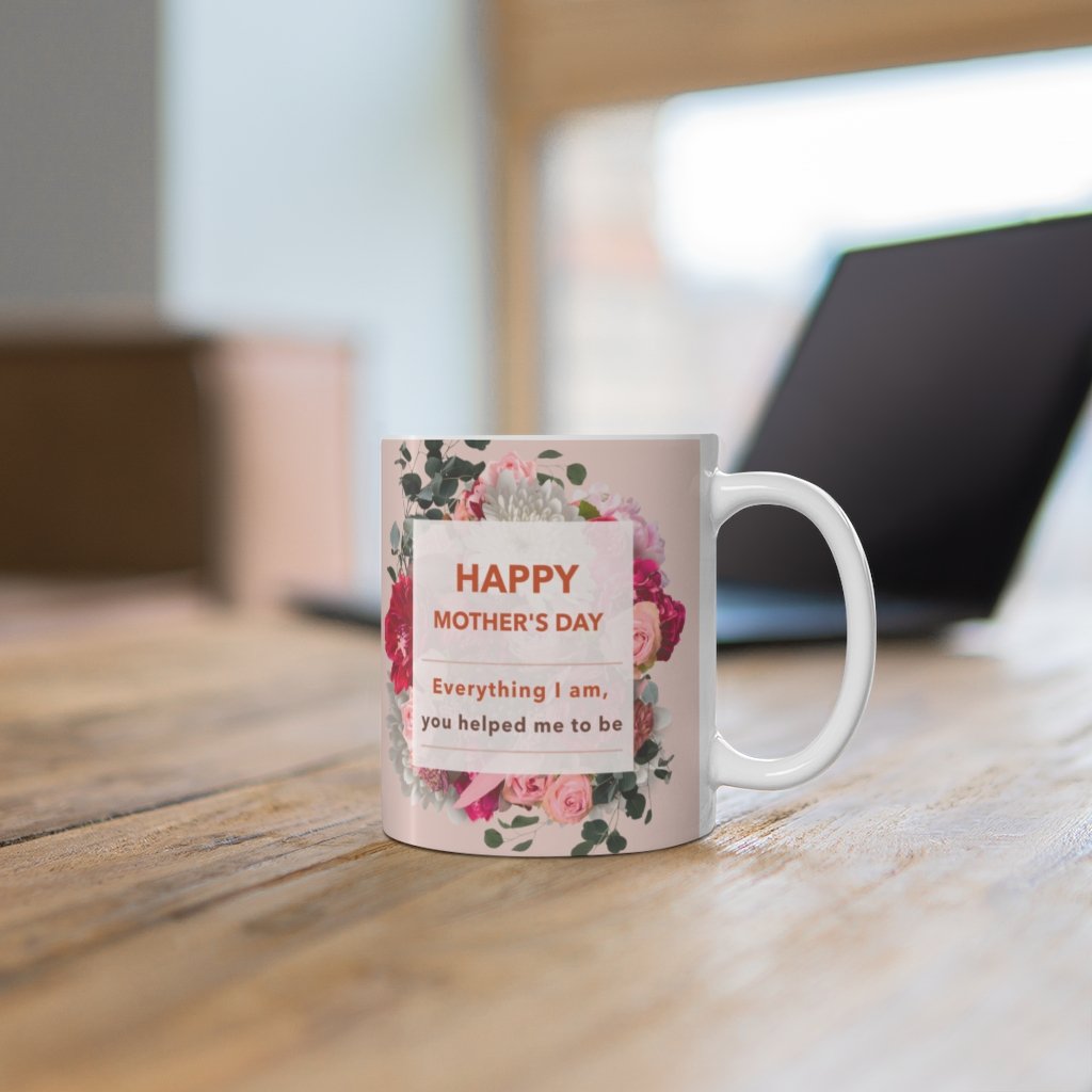 "Happy Mother's Day" Floral Theme Ceramic Mug, 11oz