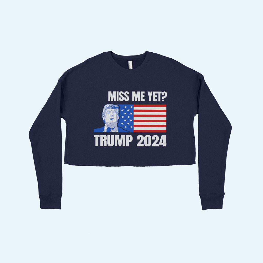 Women's Cropped Fleece Donald J Trump Sweatshirt