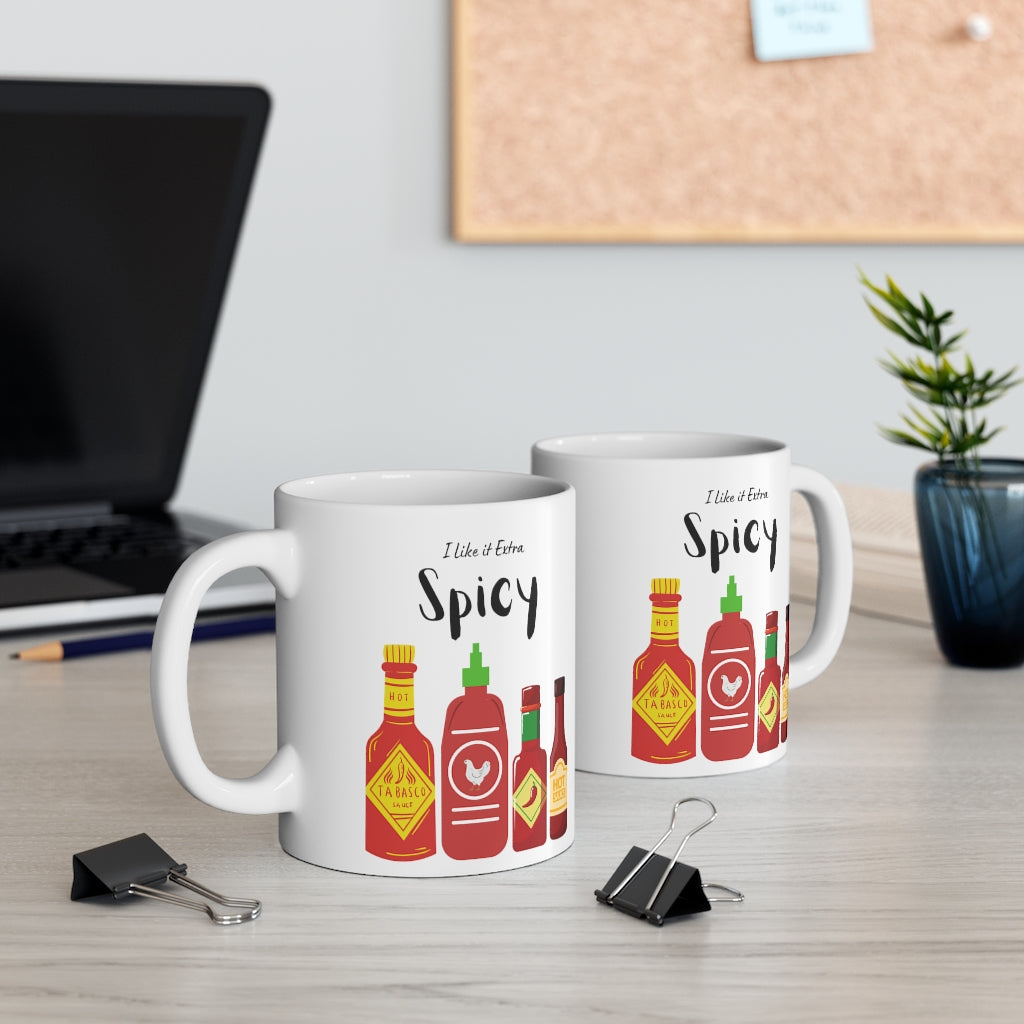 "I like it Extra Spicy Hot Sauce" ceramic Mug, 11 oz