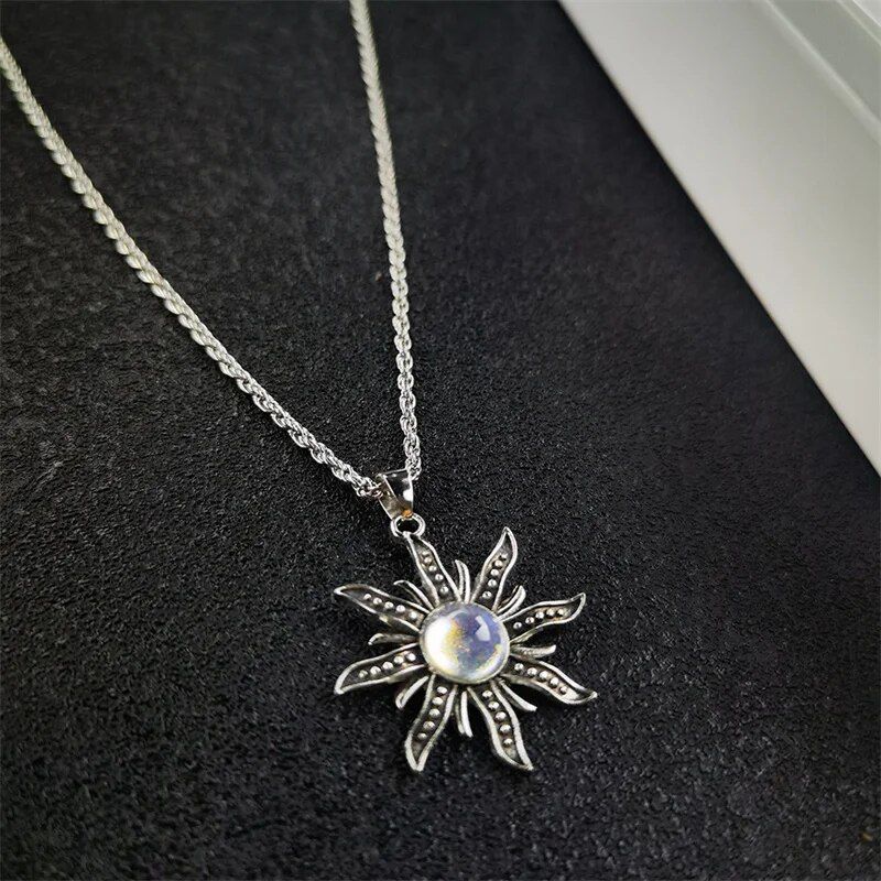 Sunflower Moonstone Pendant Necklace