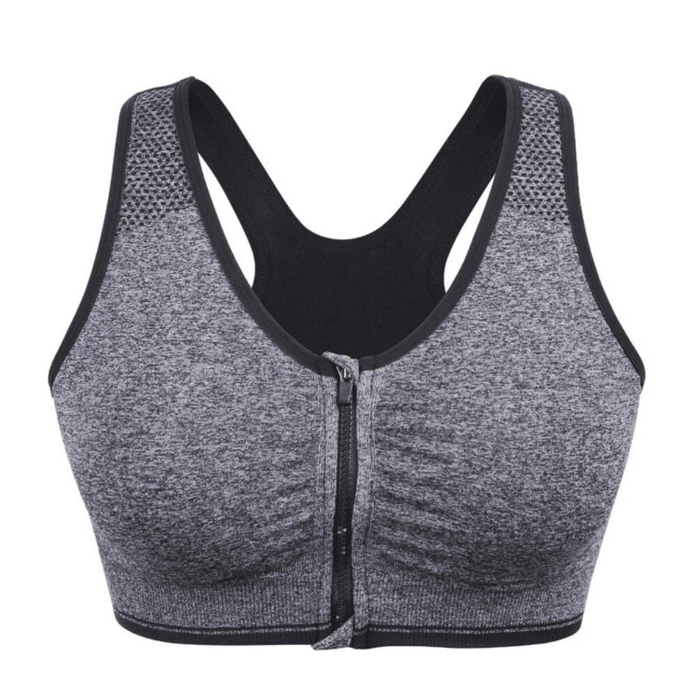 Zip-Front Breathable Sports Bra for Active Women