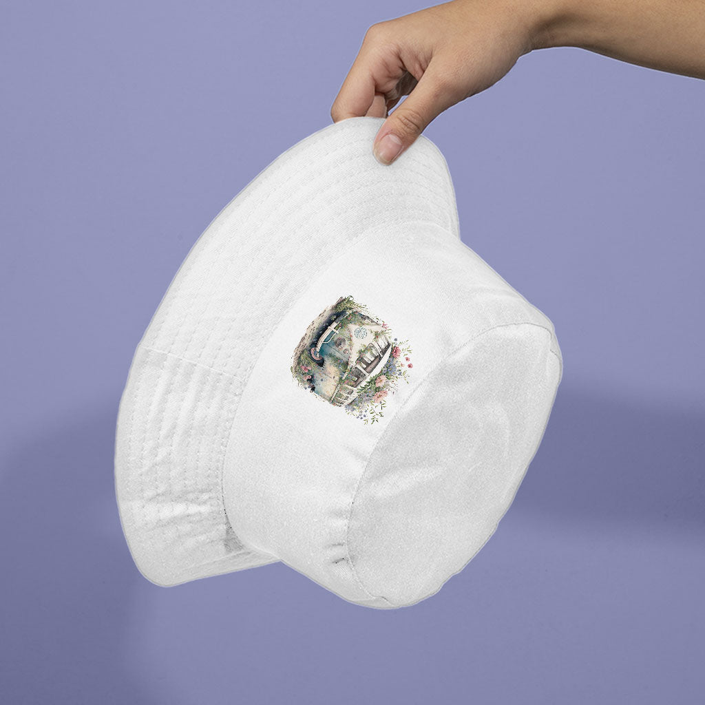 Bus Bucket Hat - Floral Design Hat - Graphic Bucket Hat