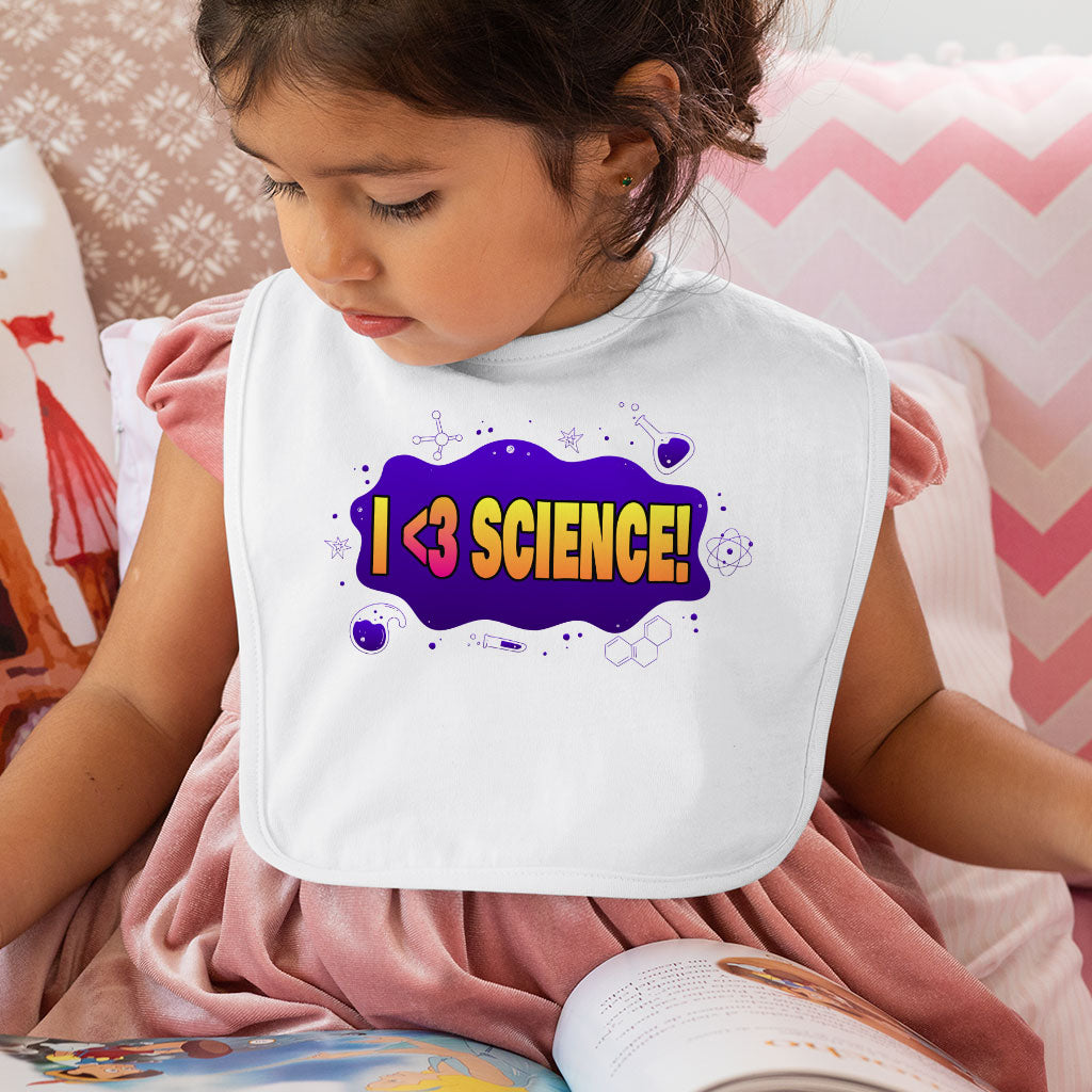 I Love Science Baby Bibs - Graphic Baby Feeding Bibs - Cool Bibs for Eating