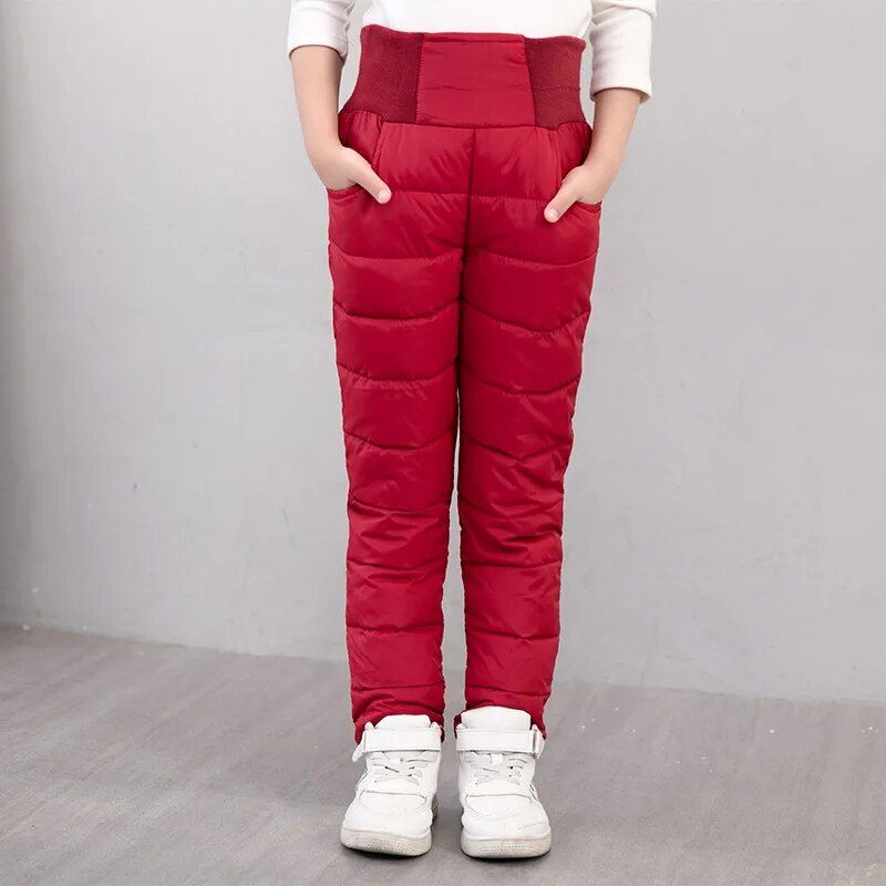 Warm & Cozy Kids' Winter Ski Pants - Elastic High-Waisted Waterproof Trousers