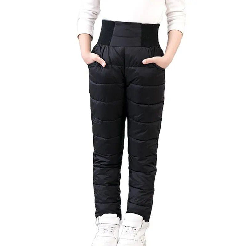 Warm & Cozy Kids' Winter Ski Pants - Elastic High-Waisted Waterproof Trousers