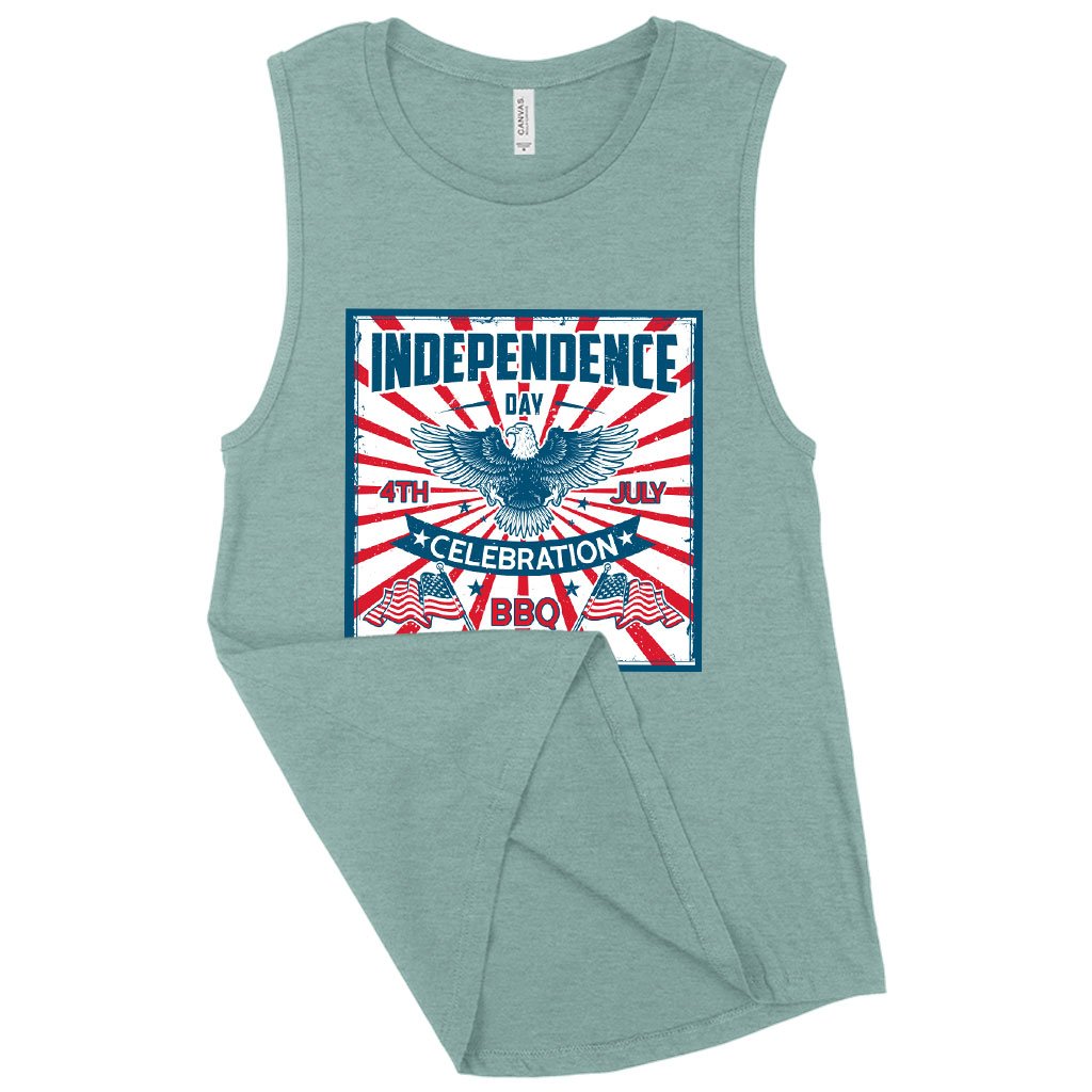 Women's Muscle Independence Day Celebration Tank - Vintage Independence Day Tank - Patriotic Tank