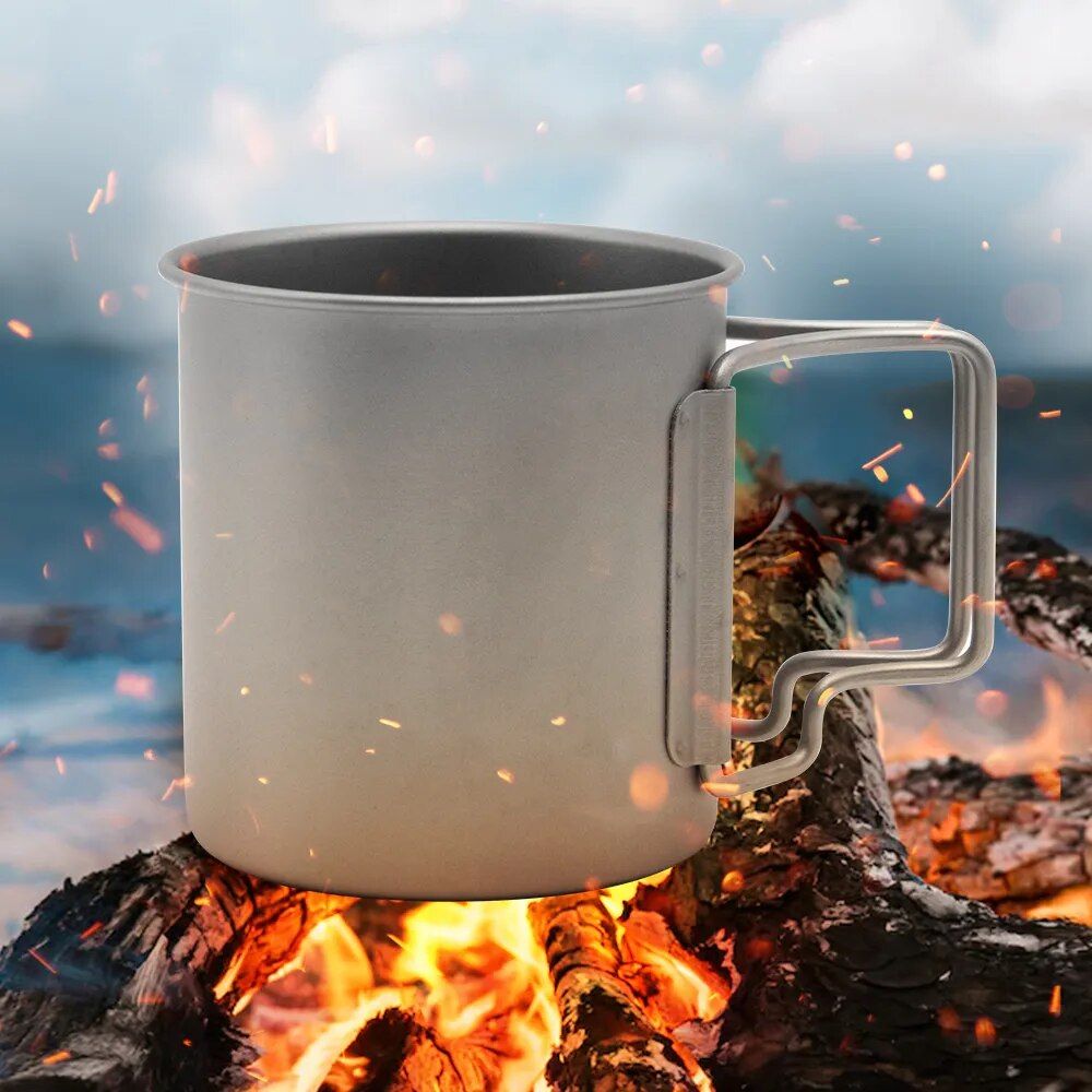 Titanium Camping Mug - Portable Outdoor Cookware with Tableware