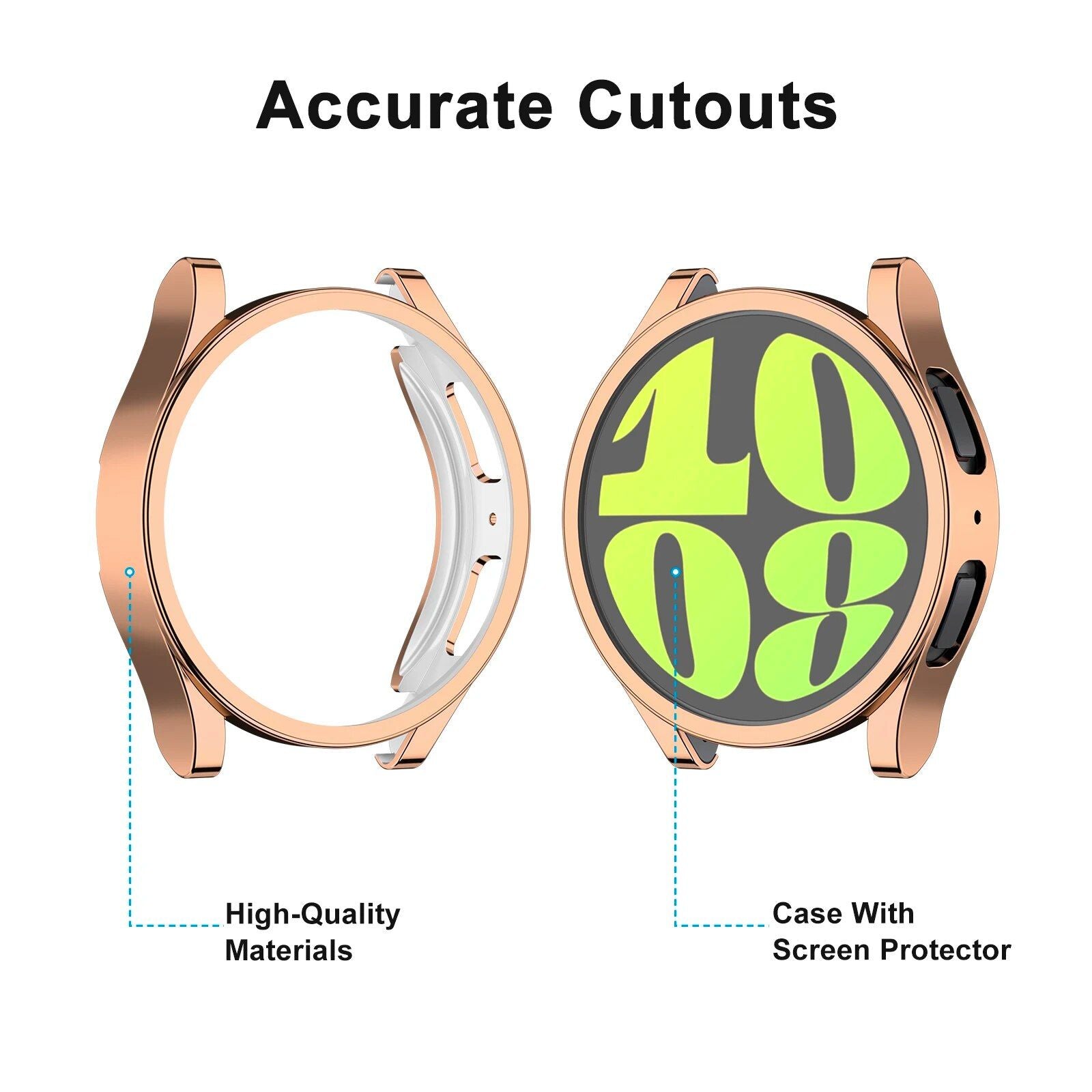 Galaxy Watch Full Cover TPU Case with Screen Protector – Fits Models 4, 5, & 6 (40mm/44mm)