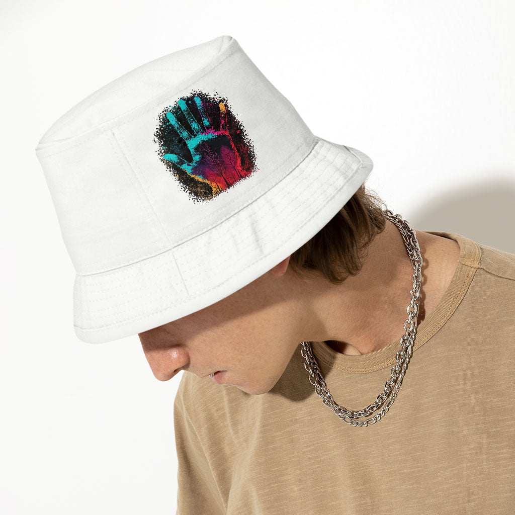 Hand Print Bucket Hat - Neon Hat - Cool Bucket Hat