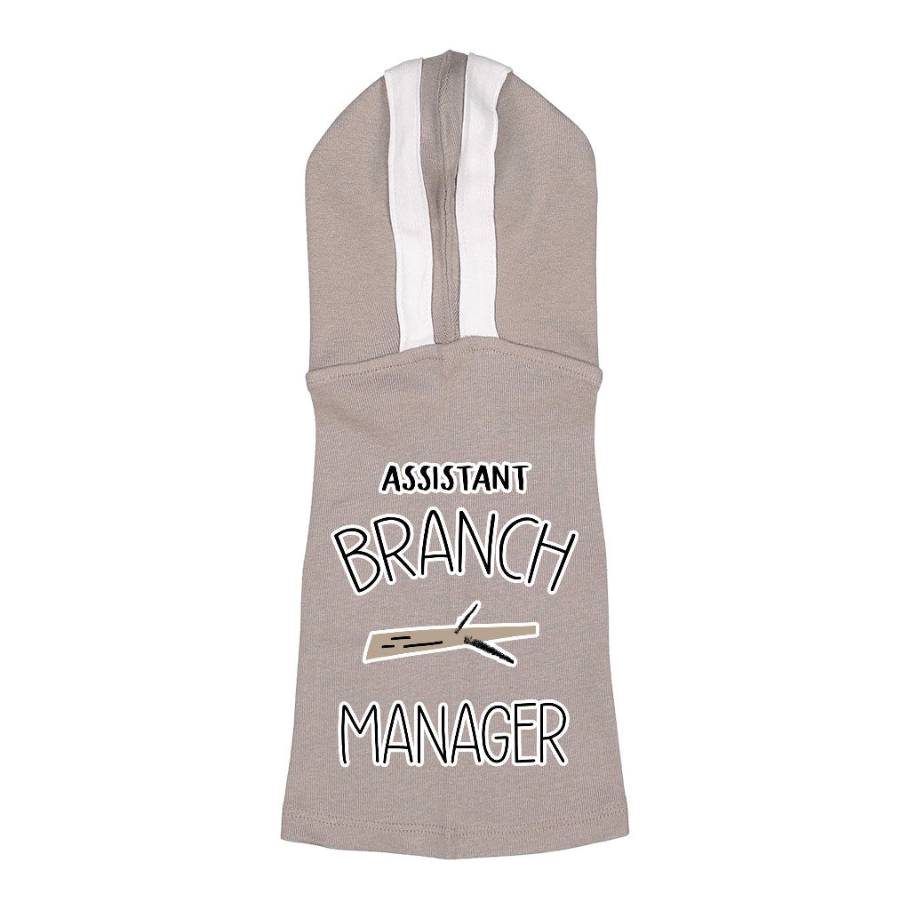 Assistant Branch Manager Dog Shirt with Hoodie - Minimalist Dog Hoodie - Print Dog Clothing