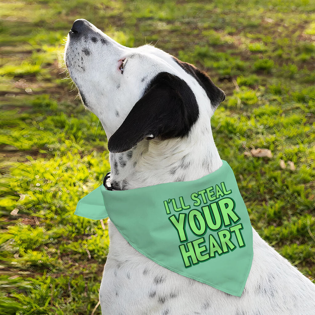 I'll Steal Your Heart Pet Bandana - Art Print Dog Bandana - Word Design Pet Scarf