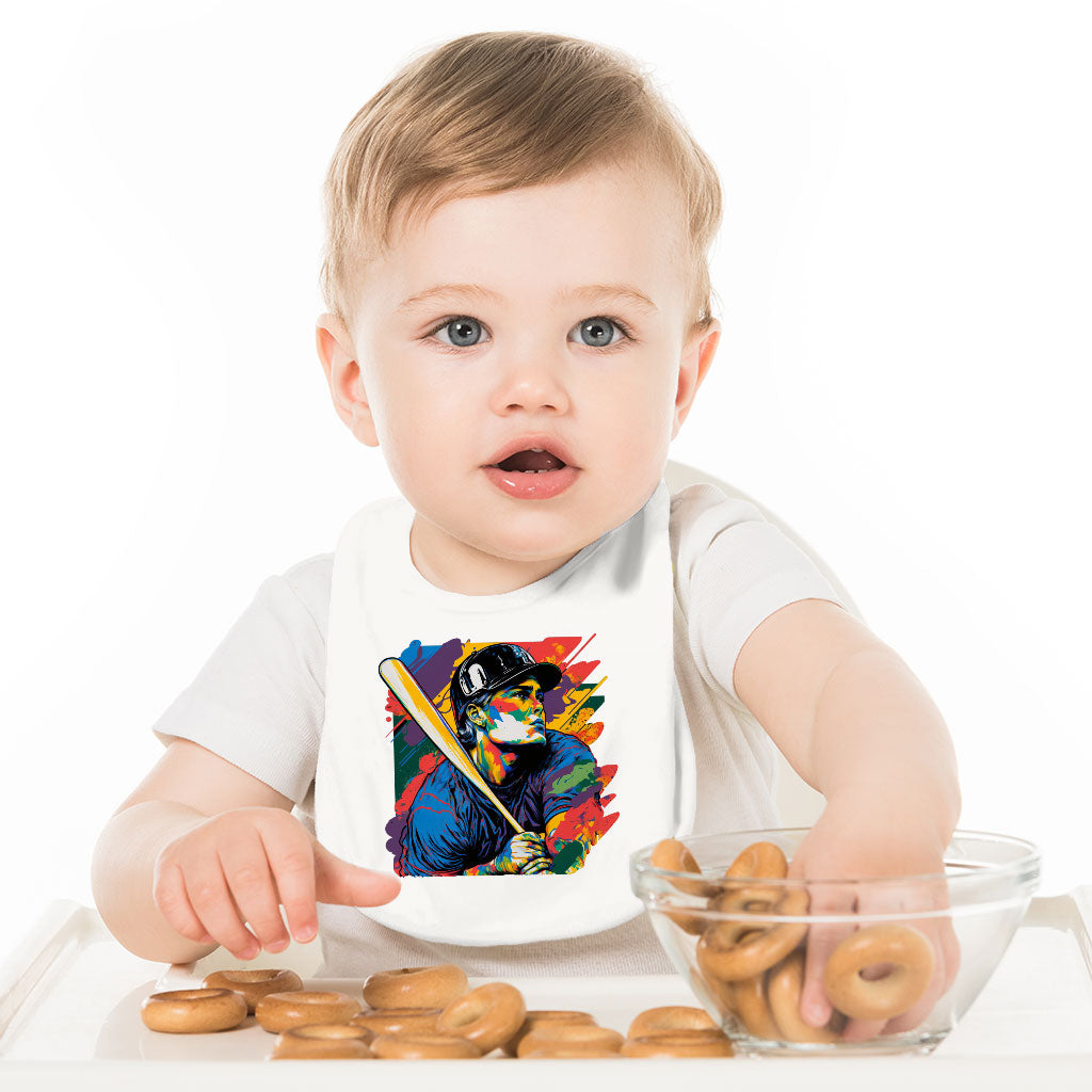 Baseball Art Baby Bibs - Colorful Baby Feeding Bibs - Trendy Bibs for Eating