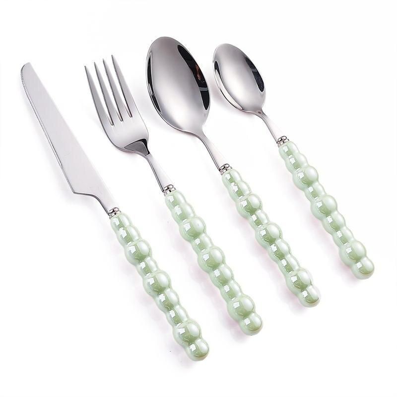 Luxurious European Pearl-Style Stainless Steel Cutlery Set