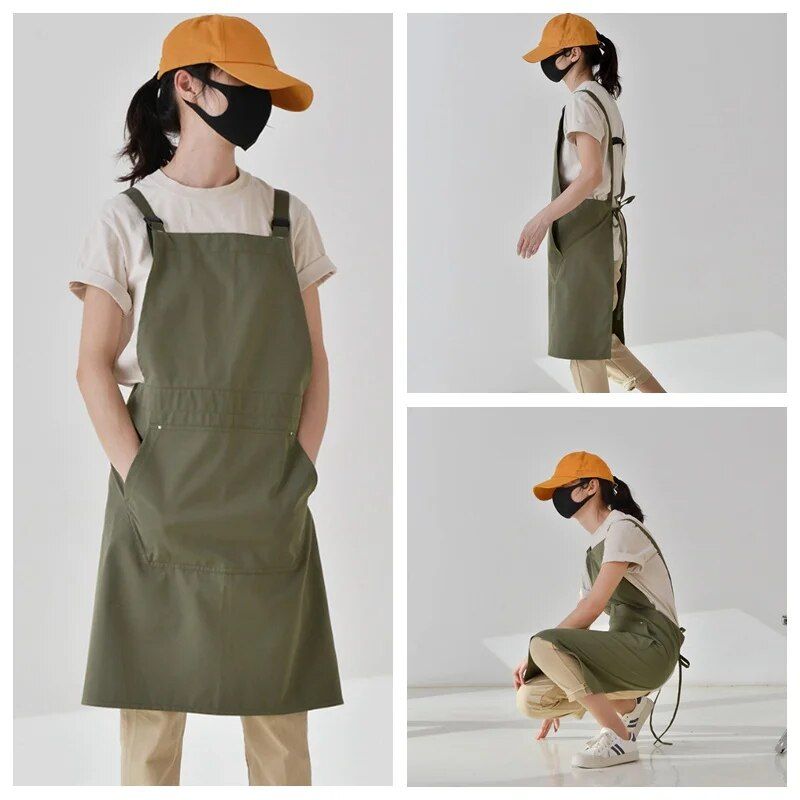 Stylish Waterproof & Oil-Proof Cotton Apron with Pocket