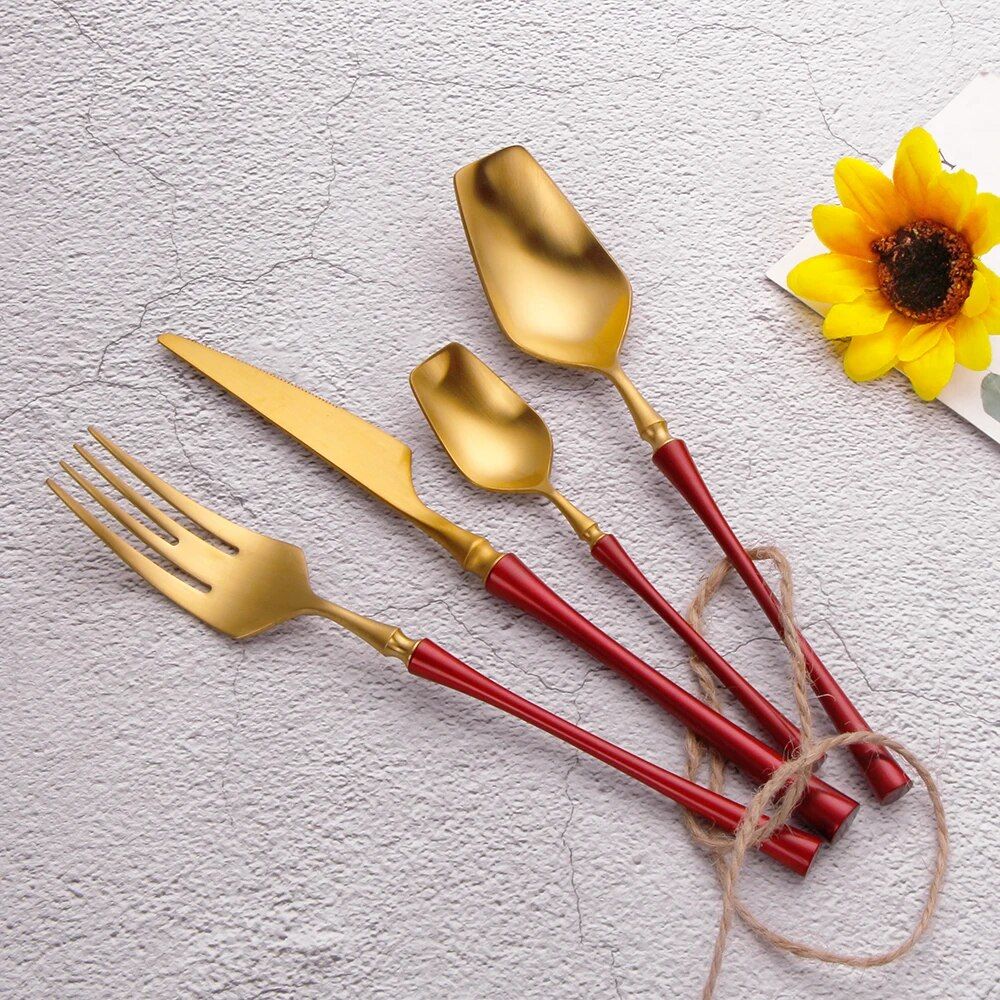 Elegant 24-Piece Gold Stainless Steel Cutlery Set