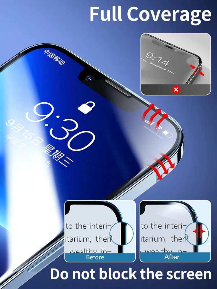 Ultra HD Tempered Glass Screen Protector for iPhone 15 Pro Max 14 Pro 13 12 Mini 11 XR - Full Coverage, Anti-Blue Light