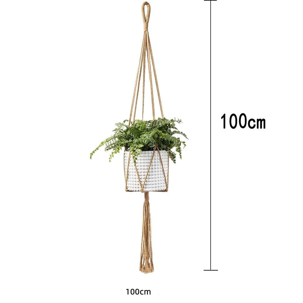 Eco-Friendly Macrame Jute Plant Hanger with Linen Pot Holder and Tray