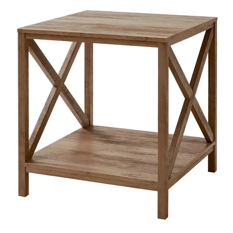 Rustic Square Side Table with Storage