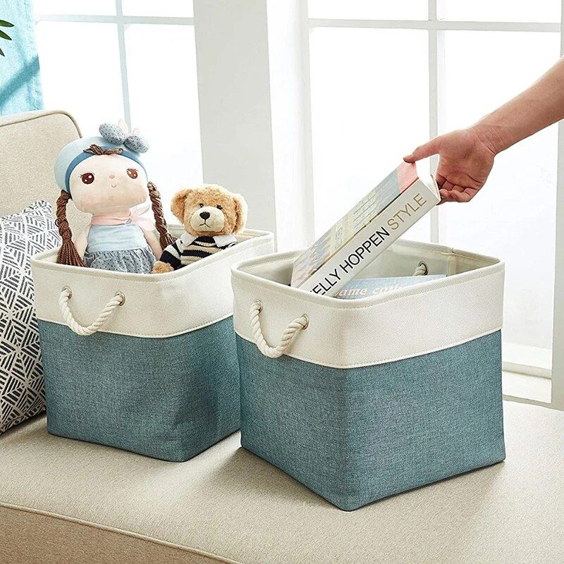 Versatile Large Linen Fabric Storage Basket: Space-Saving, Stylish, and Durable