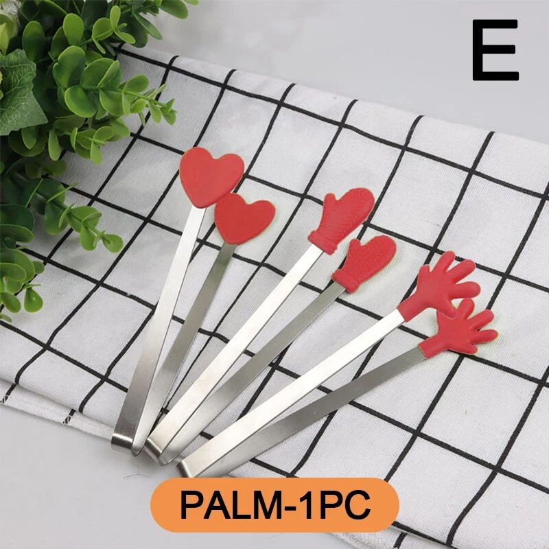 Creative Small Palm Heart Silicone Food Tongs