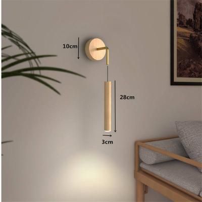 Modern Nordic Walnut Wooden Wall Lamp