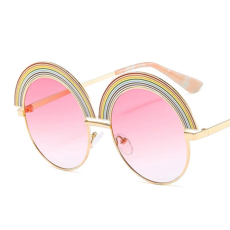 Rainbow Round Sunglasses – Polycarbonate Lenses, Alloy Frame, Unisex Style