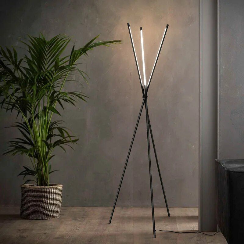 Modern Nordic LED Floor Lamp – Minimalist Aluminum 3-Prong Design for Elegant Home Lighting