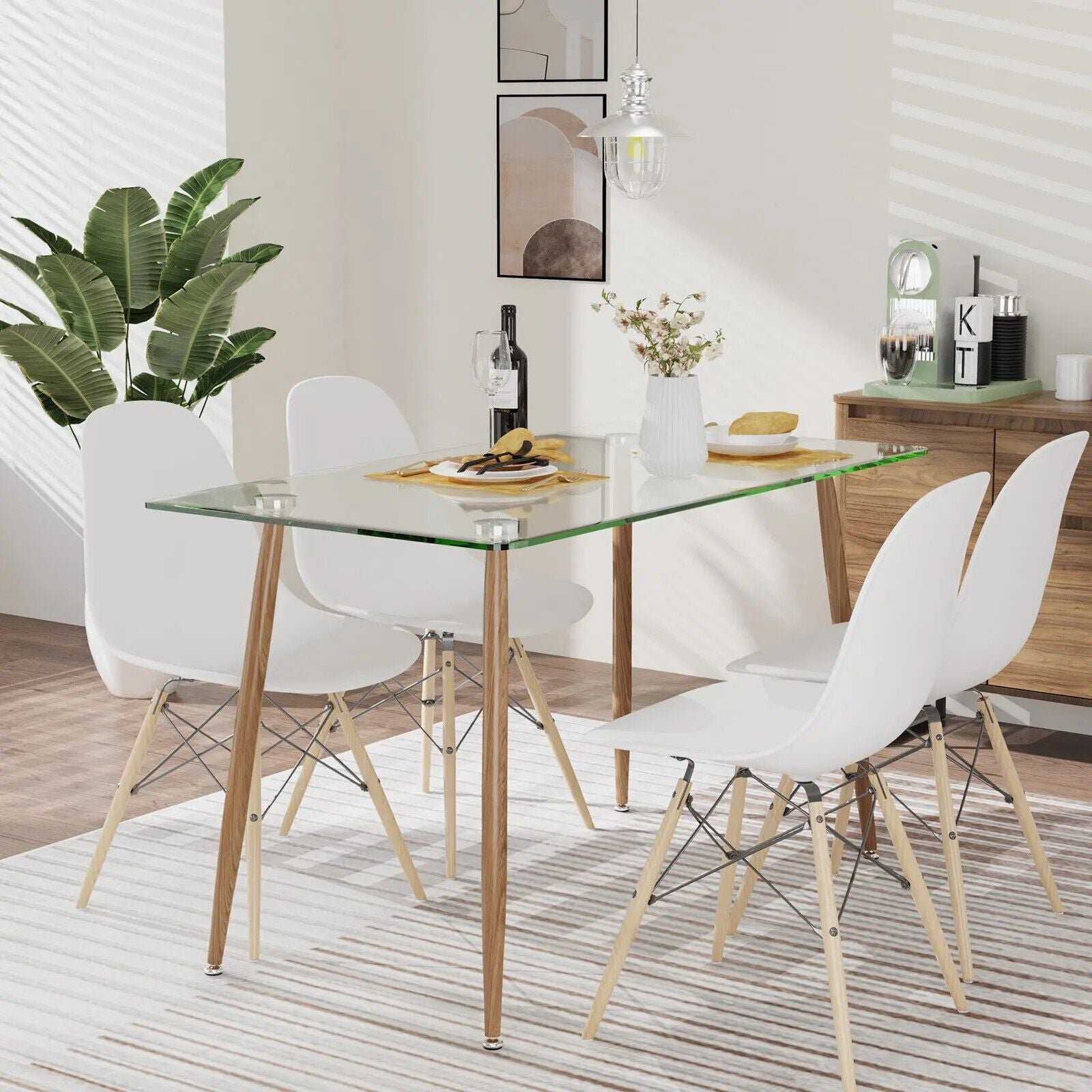 Modern Elegance Glass Dining Table with Metal Legs