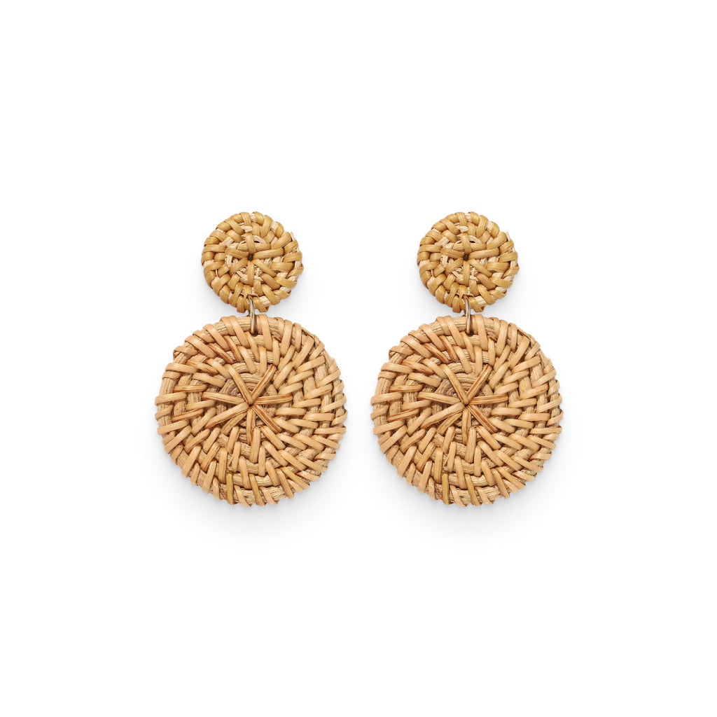 Round Rattan Earrings