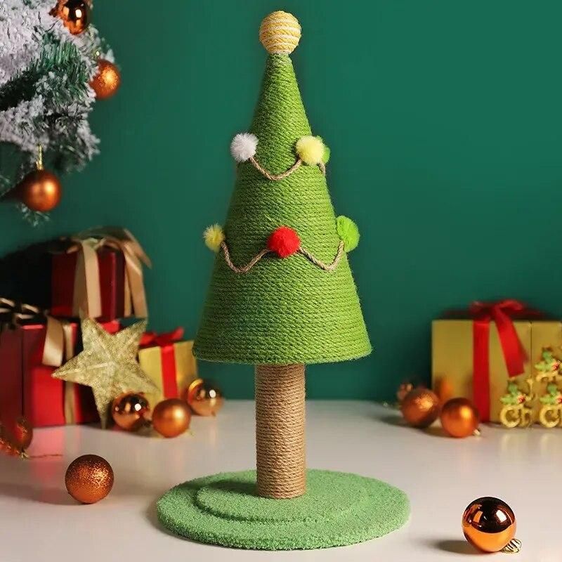 Festive Green Sisal Christmas Tree Cat Climbing & Scratching Post